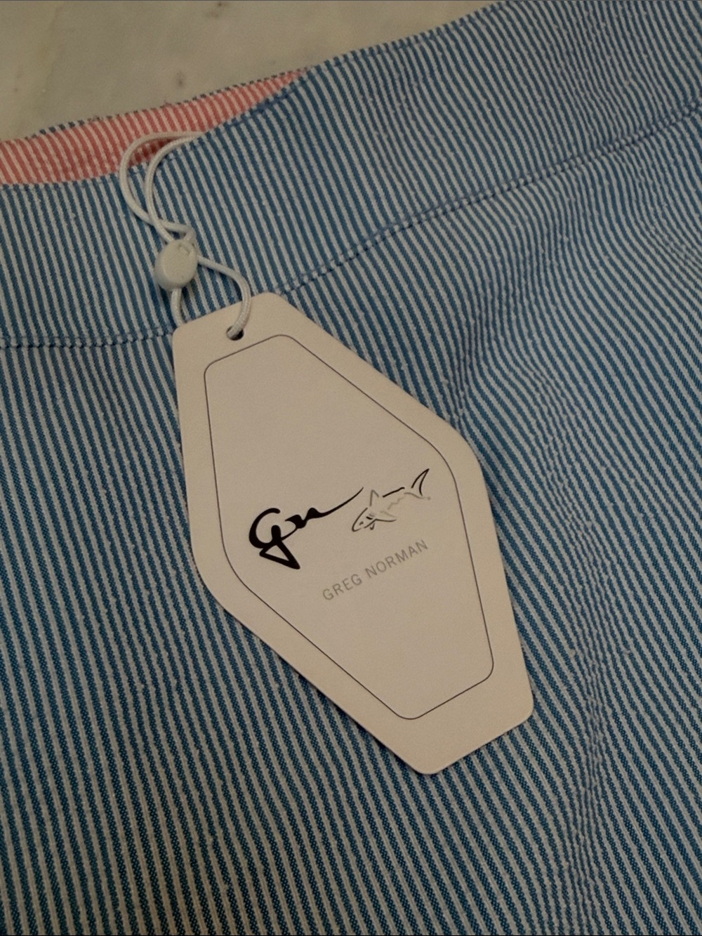 Greg Norman Collection Light Blue Pencil Skirt with Pink Trim
